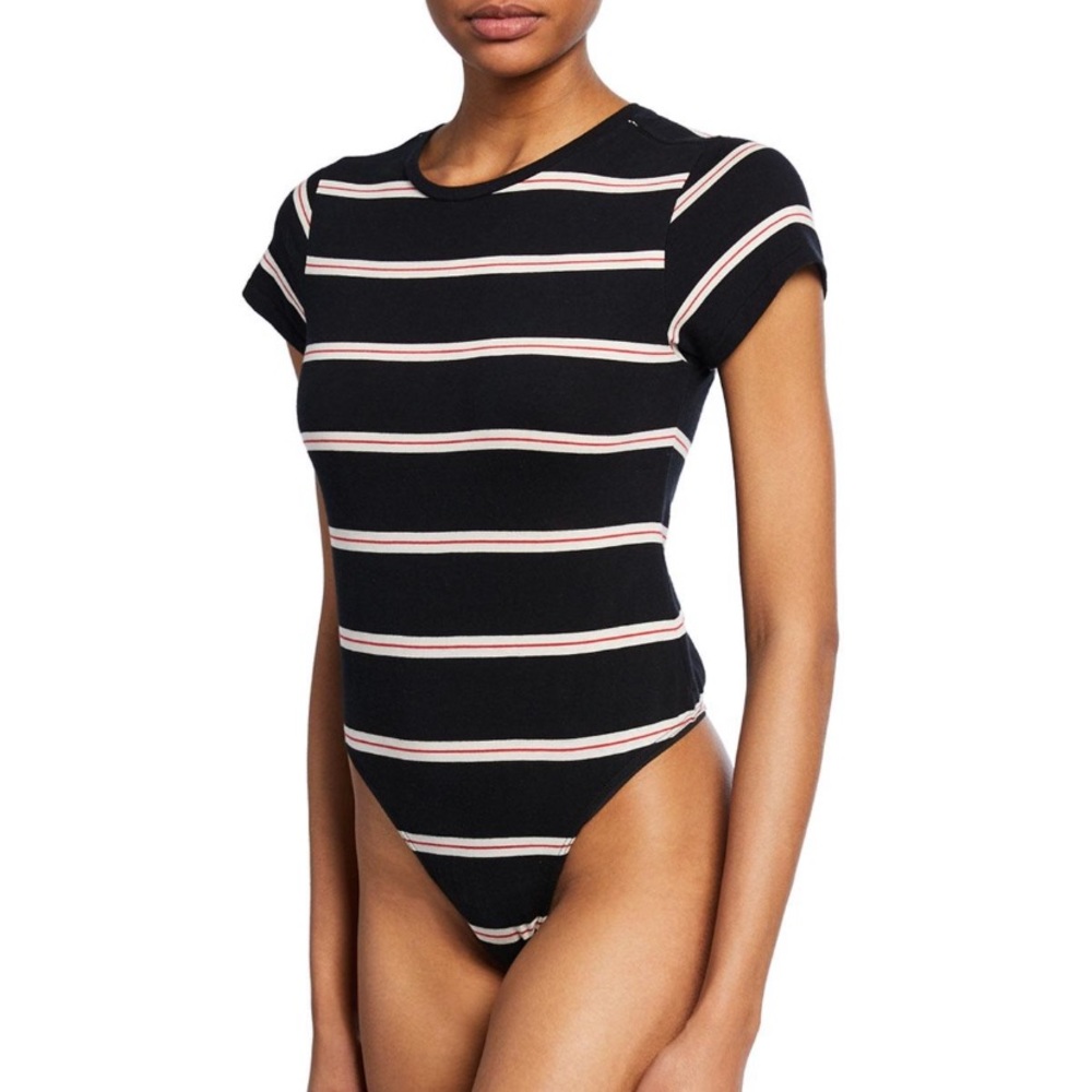 Re/done 60s slim tee body suit striped cotton jers